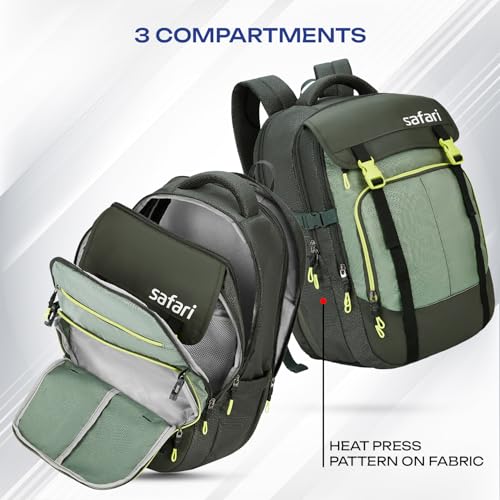 Image of Safari 43L Expandable Laptop Bag with Armor Base, Raincover, 3 Compartments, Compression Straps, Large Size Travel Bag, Ideal For 3-4 Days Staycations, Hiking, Office Bag