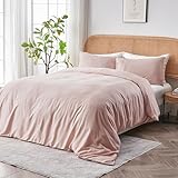 SIJO AiryWeight Tencel Duvet Cover, 100% Lyocell Derived from Eucalyptus, Buttery Soft, Best Cooling Sheets by Architectural Digest (Blush, Full/Queen 90