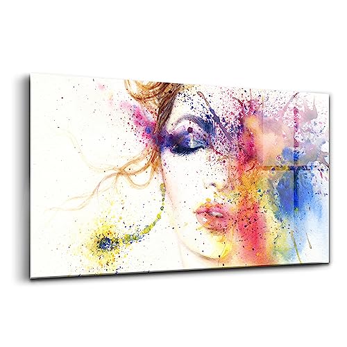 Verre d'art pour l'intérieur portrait aquarelle de femme élégante Wallfluent
