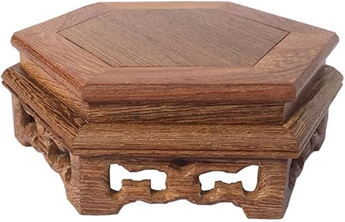 Pedestal de madera sólido hexagonal del ala del pollo del soporte de exhibición de los muebles orientales