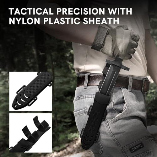 Image of Dispatch Fixed Blade Hunting Knife with Sheath, 12-inch Survival Knives for Men Tactical Bowie Knife with Non-Slip Handle for Bushcraft, Outdoor Camping