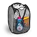 PRO-MART DAZZ Deluxe Mesh Pop-Up Laundry Hamper with Side Pocket and Handles, Black