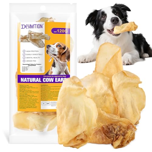 Orejas de Vaca 100% Naturales para Perros: Snack Dental con un Solo ingrediente, golosinas duraderas para Todas Las Razas| Alto Contenido en proteínas, fácil de digerir，120G