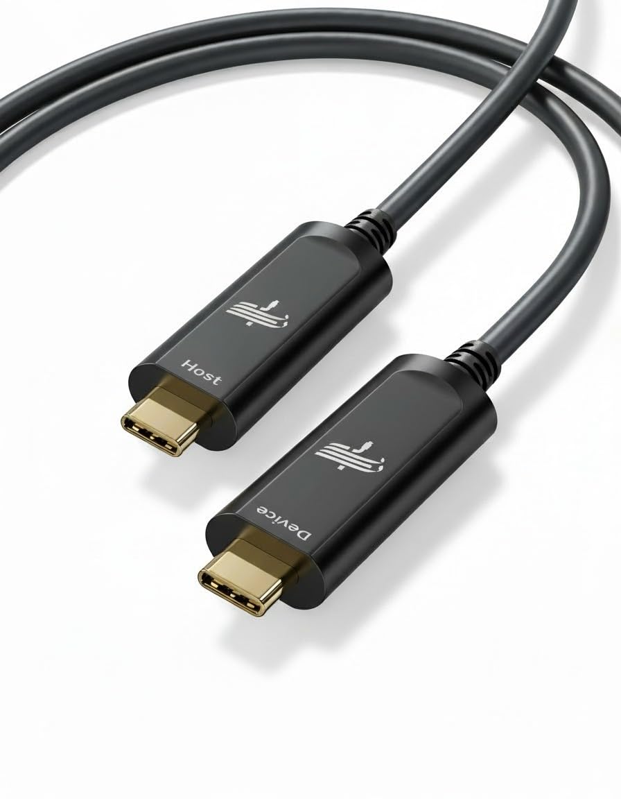 Fiber Optic USB C to USB C Cable(50ft),Slim High Speed 10Gbps USB 3.2 Gen2 Active Optical Cable for VR, Webcam, Laptop etc