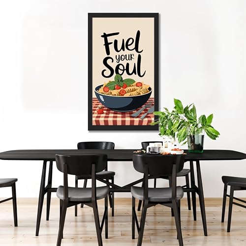 Image of NoWorries Wall art framed painting food posters for cafe decor (Synthetic wood frame) inch300 GSM premium art HD prints inch Wall painting for Home & Kitchen Decor (Pattern illustration)( Set of 1, Framed Painting) (BLACK, ART-11, 10X19INCHES)