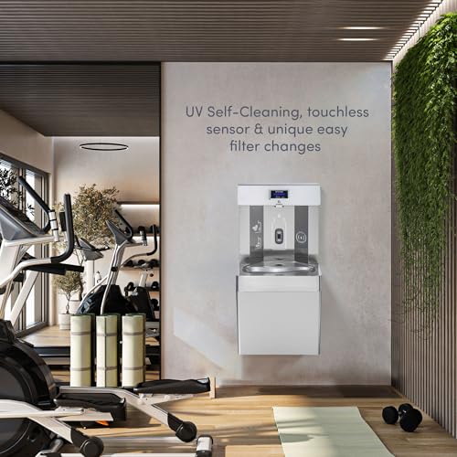 Image of Avalon Wall Mounted Water Fountain with Bottle Filling Station, High Capacity Cooling, Sensor Dispensing, Self Cleaning, Digital Bottle Counter Display, Dual Filtration, ADA Compliant