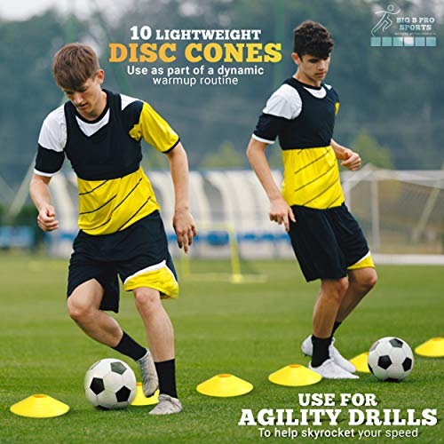 Big B Pro Sports Speed Agility Training Set - Includes Ladder, 10 Cones with Holder, Running Parachute, Jump Rope, Resistance Bands - for Training Football, Soccer, and Basketball Athletes (Yellow)