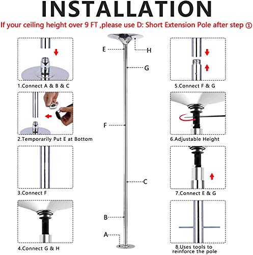 image for N/D Professional Stripper Pole Portable Removable Spinning Static Danc