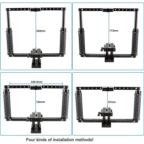 Cage caméra réglable grip batterie plaque de base dégagement rapide pour boîtier reflex hybride - 2