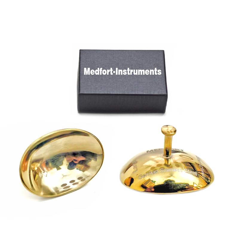 Corneal Eye Shield Protector, Stainless Steel, 29mm x 21mm Large, Gold, 2-Piece Set