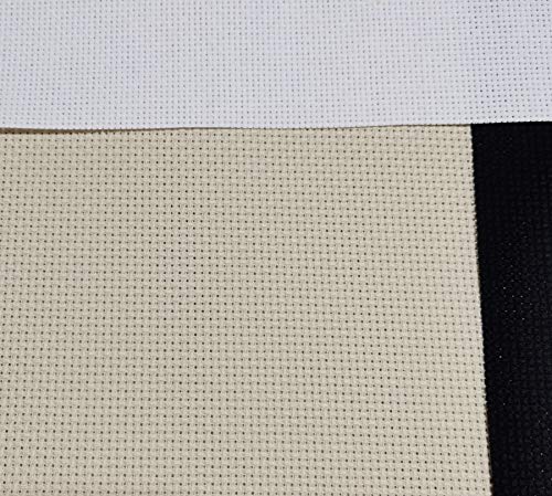 Image of 19 inch x 28 inch 14CT Counted Cotton Aida Cloth Cross Stitch Fabric (Light Beige)