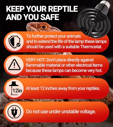 Repti Zoo DL180-JP 100W Reptile Heat Lamp 2Pack Ceramic Heat Emitter Night Heat Lamp Bulbs Reptile Terrarium Heat Lamp Tank Heat Bulb thumb #4