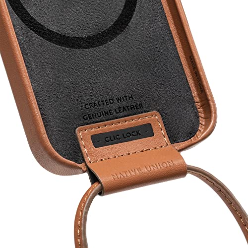 Native Union Bandolera de Cuero - Bandolera Ajustable y Desmontable - Cuero Italiano Auténtico ​- Sólo Clic Classic y Clic Pop para iPhone 13, Pro & Pro MAX (Tan)