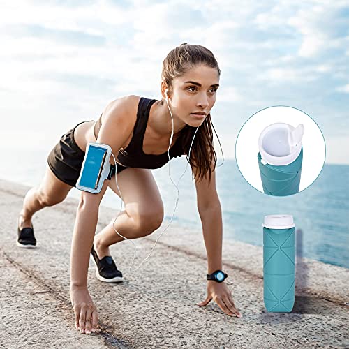 Special Made Collapsible Water Bottle Leakproof Valve Bpa Free Silicone Foldable Water Bottle For Gym Camping Sports Lightweight Travel Bottle Durable 20Oz(Dark Green 2Nd Version) #TOP6