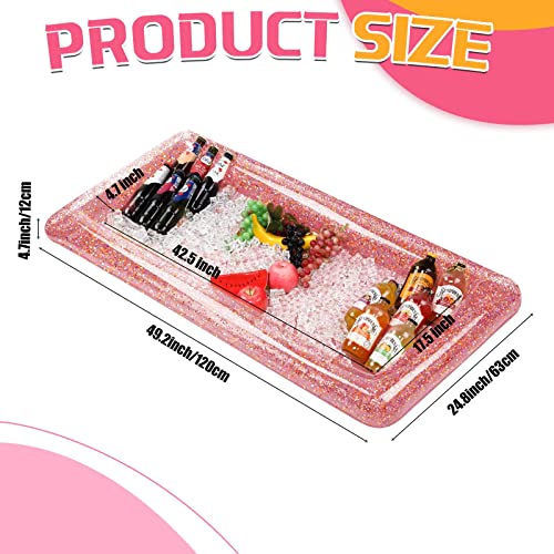2 Pieces Inflatable Buffett Cooler Inflatable Food Cooler Buffet Inflatable Serving Bar Tray With Glittering Confetti For Serving Food Inflatable Cooler With A Drain Plug Pool Buffet Cooler(Pink) #TOP1