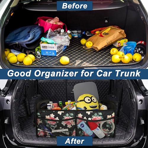 Image of Deosk Trunk Organizer and Storage with Reinforced Handles,Car Accessories for Women /Men 50L Waterproof Polyester Trunk Organzier for Car /SUV /Minivan /Truck(Medium, Floral)