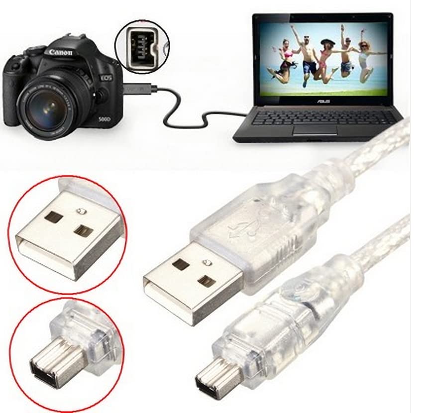 USB FireWire Cables, USB Male to Firewire IEEE 1394 4 Pin Male Adapter Cord Cable for SONY DCR-TRV75E DV Adapter (5FT/1.5M) - Image 3