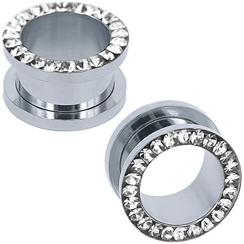 ZeSen Jewelry Stainless Steel Rhinestone Ear Plugs Cover