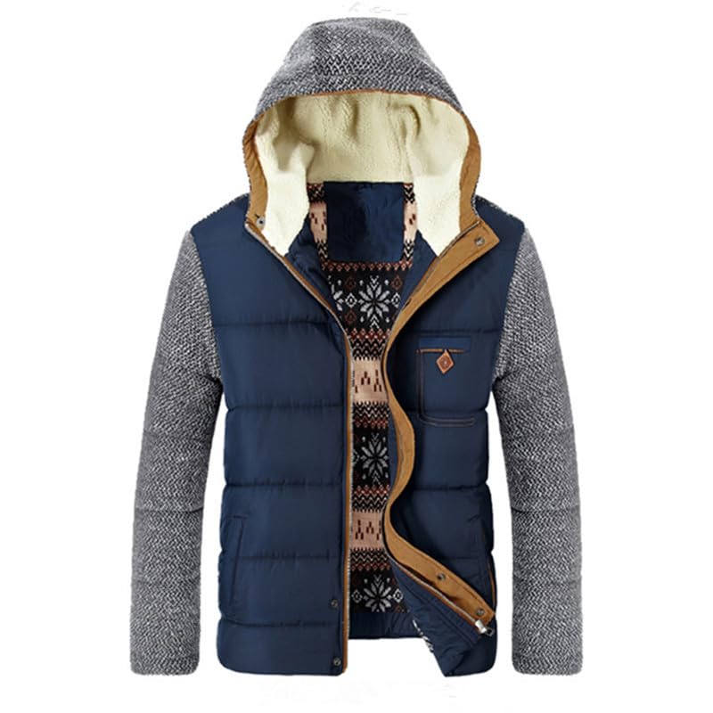 compulsorykingMen Winter Jackets Single-breasted Casual Outwear Coats Detachable Hood Outerwear Long Sleeve with Pocket