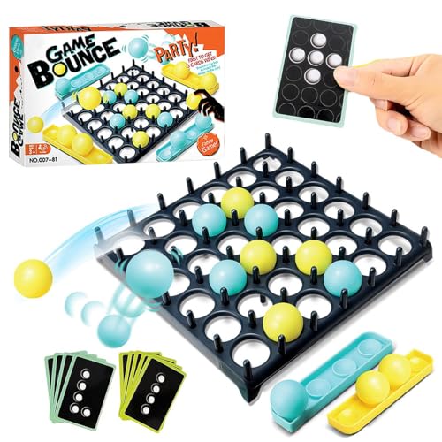 Kidoloop Desktop Bounce Ball Game With 16 Balls 9 Challenge Cards for 2-4 Players - Family Party Ping Pong Table Top Board Game for Adults & Children 3+ Years