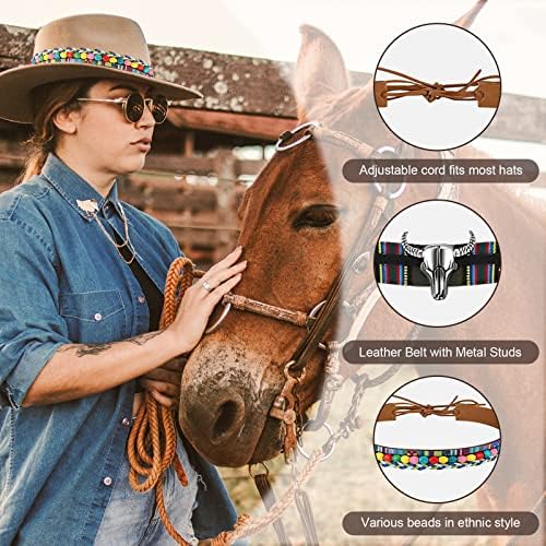 LUTER 6pcs Cowboy Hat Band, Adjustable Western Hat Band Soft Pu Leather