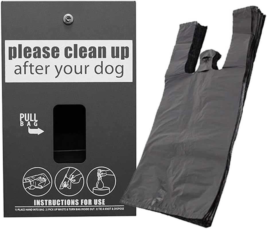 Standard Dog Waste Station / EZ_Tie Hanging Bag System_Square Can(Matte Black)