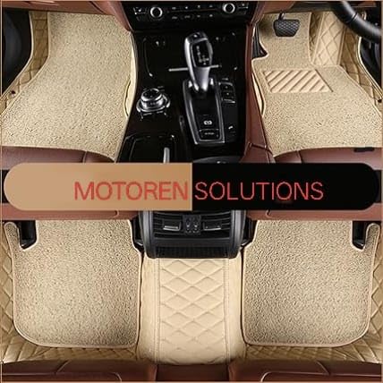 Image of 7D Car Foot Mat for Maruti Suzuki S-Cross Model (2012-2018) | Waterproof | Anti-Slip | PU Leather | Full Coverage | All Weather | Custom Fitted Car Floor Mats | Beige