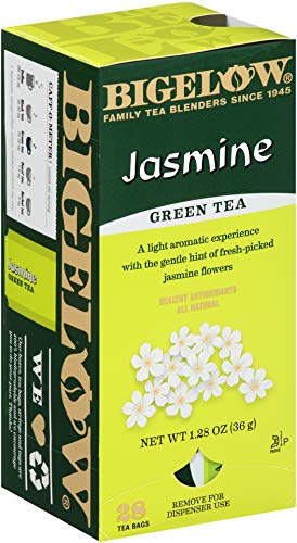 Image of Bigelow Green Tea with Jasmine 28-Count Boxes (Pack of 6) Premium Bagged Jasmine Scented Green Tea Antioxidant-Rich All Natural Medium-Caffeine Tea in Individual Foil-Wrapped Bags
