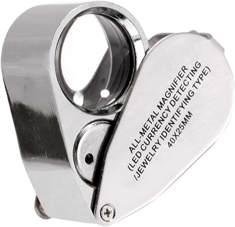 40X Jewelry Magnifier Glasses with Led, Portable Loupe for Watch and Jewelry Inspection, Ideal for Jewelers and Watchmakers, Microscope Magnifying Glass with