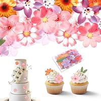 DOPENSPI 50 Stück Essbare Blumen für Torte, Oblatenpapier Tortendeko Blumen Esspapier Tortendeko Kuchen Deko Tortendekos Essbar Cupcake Topper für Hochzeit Geburtstag Muffin Deko Babyparty Hawaii