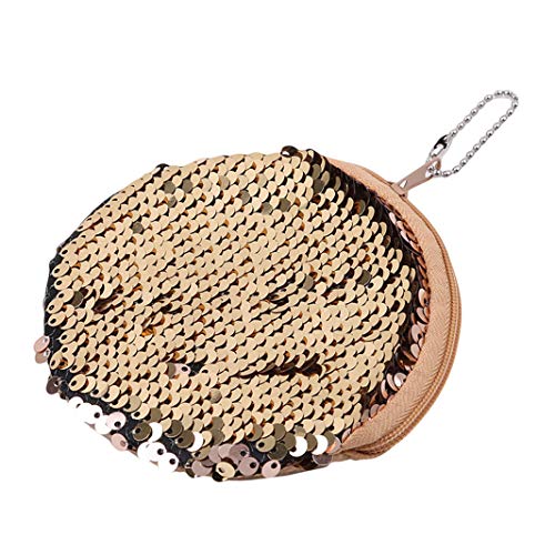 Preisvergleich Produktbild Sperrins Meerjungfrau Pailletten Lagerung Frauen Mädchen Tasche Schlüsselanhänger Geldbörse Plüsch Runde Kopfhörer Tasche Gold Farbe