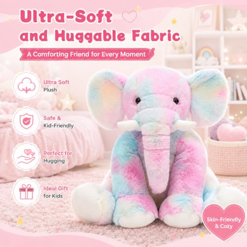 Image of MorisMos Elephant Stuffed Animal, 20 Inch, Soft Plush Toy, Kids Gift, Decor