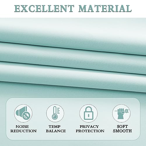 Image of DONREN 54 Inch Length Aqua Blackout Curtains for Bedroom - Small Window Treatment Rod Pocket Curtain Drapes (Set of 2 Panels)