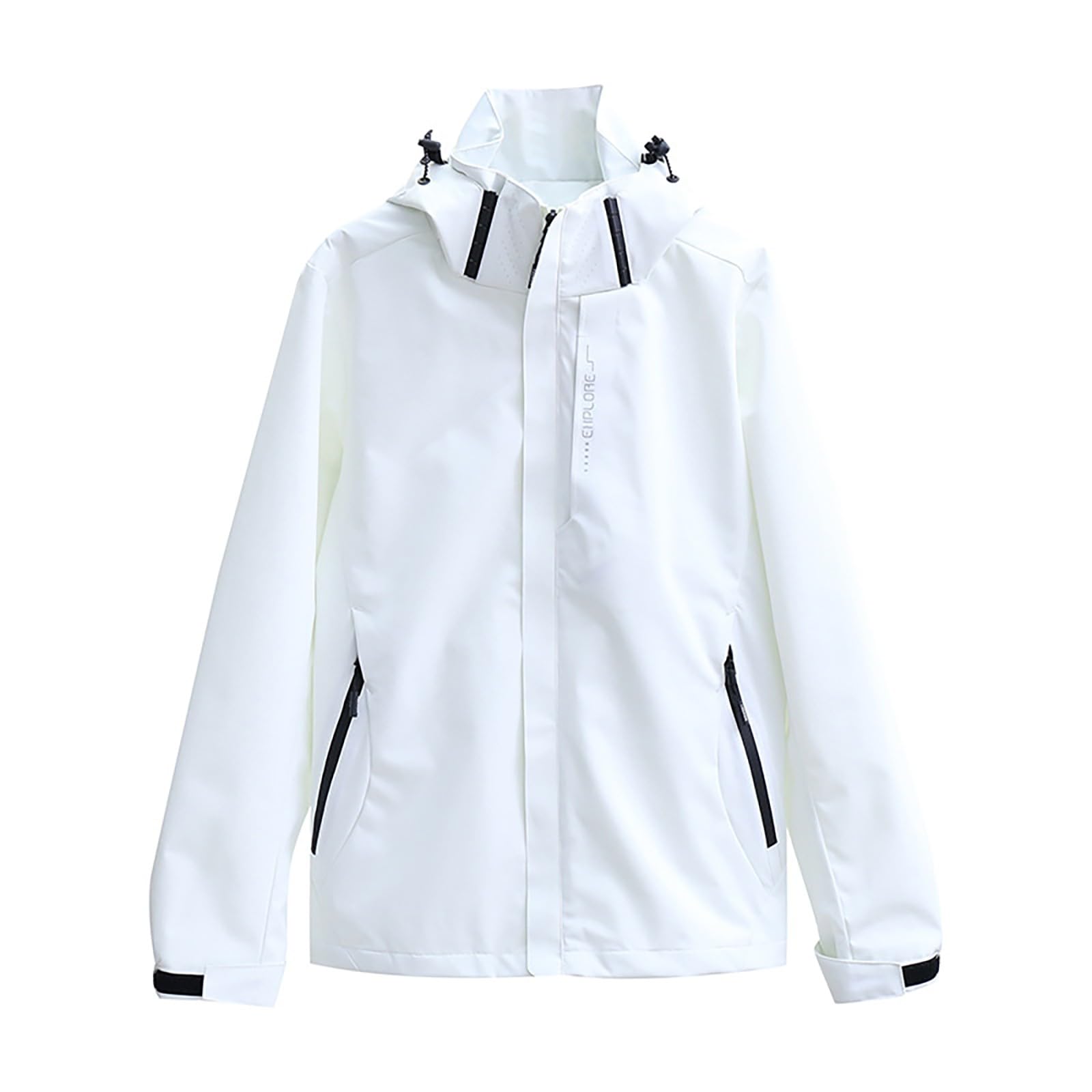 Veste de pluie pour femme - Grandes tailles - Imperméable - Veste toutes saisons - Avec capuche amovible - Veste douillette - Poches avant passepoilées - Veste de sport zippée - Sweat-shirt solide