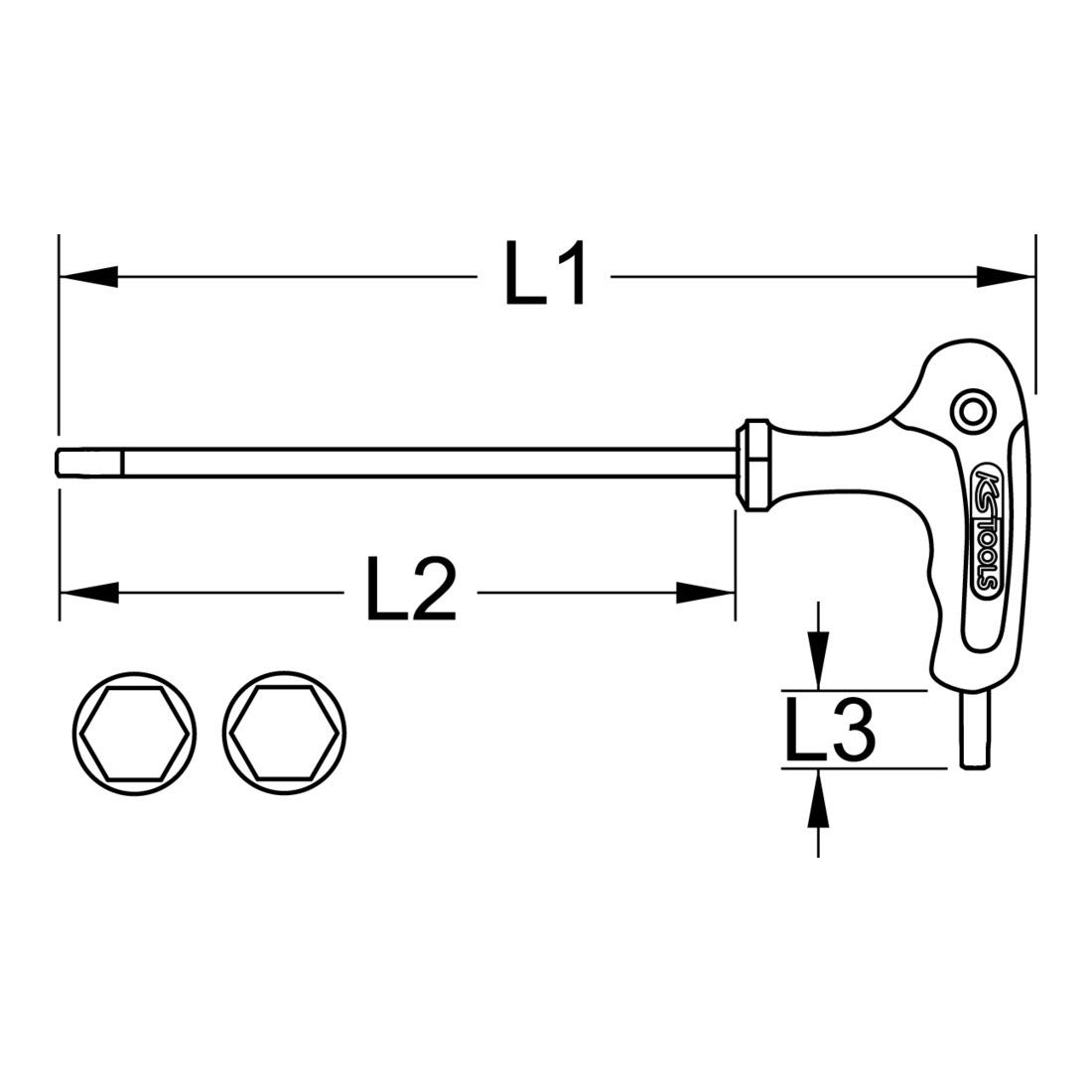 KS TOOLS 151.2694 ERGO + T-handle Hex Key Wrench, Allen Key Tool, 8mm, Chrome - Image 2