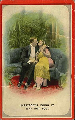 Couple cuddling on couch Couples Original Antique Postcard