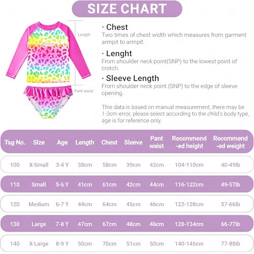 Image of JiAmy Girls Swimsuits Long Sleeve Bathing Suit Two Piece Rash Guard Set Beach Swimwear with UPF 50+ Sun Protection 3-9T
