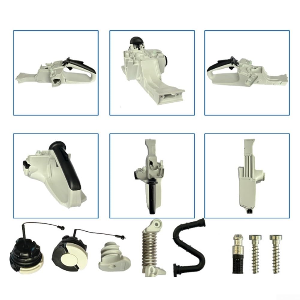 Kit de tanque de combustible con mango trasero de motosierra compatible con modelos MS291 MS271 MS261 C, piezas de repuesto a prueba de fugas con tubo de filtro de tapa y tornillos para una