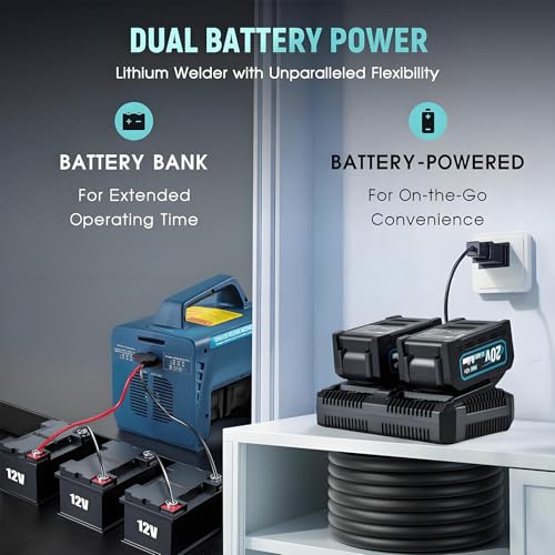 2 x 6000mAh Cordless Welding Machine with LED Display, 160A Battery Powered MMA ARC Welder, Digital IGBT Inverter for Stick Welding