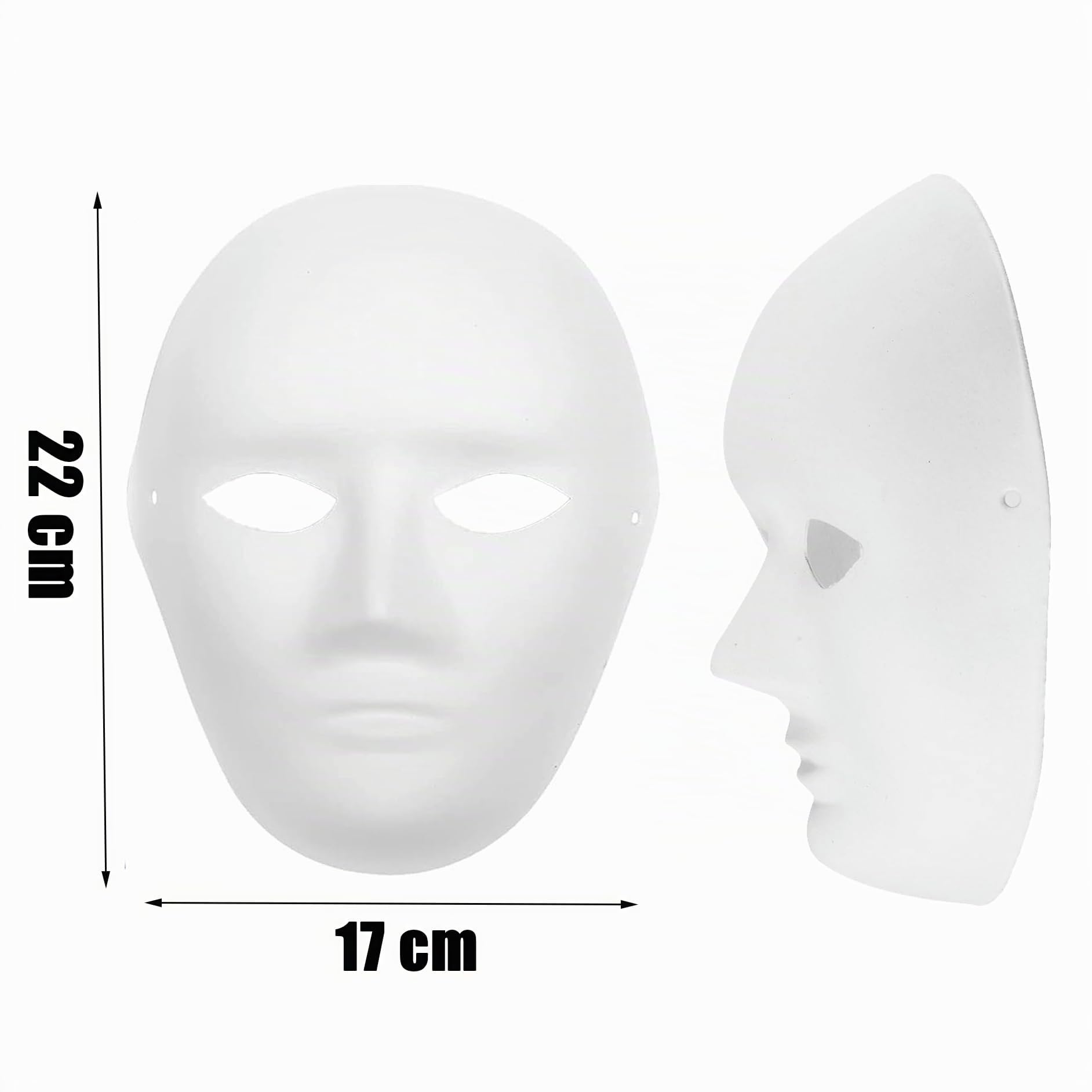 WUWEOT 40 Pack DIY Vollgesichtsmasken, 2 Größen bemalbare weiße einfarbige Masken, Papiermasken für Cosplay Halloween Fasching Maskerade Tanzparty, Blanko Kostüm Masken