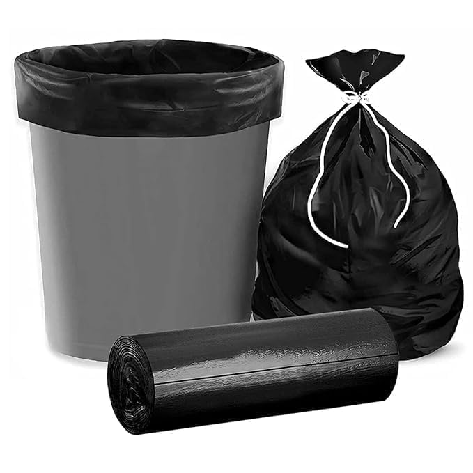 Image of Garbage Bags Medium Size 19 x 21 Inches | Black Dustbin Bags Medium | 60 Bags (30 Bags x 2 Rolls) | Heavy Duty Plastic Trash Bags for Home, Kitchen & Office | For Dry & Wet Waste