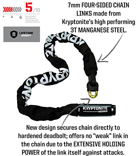Kryptonite Keeper Integrated Chain Bicycle Lock, 85cm, Black