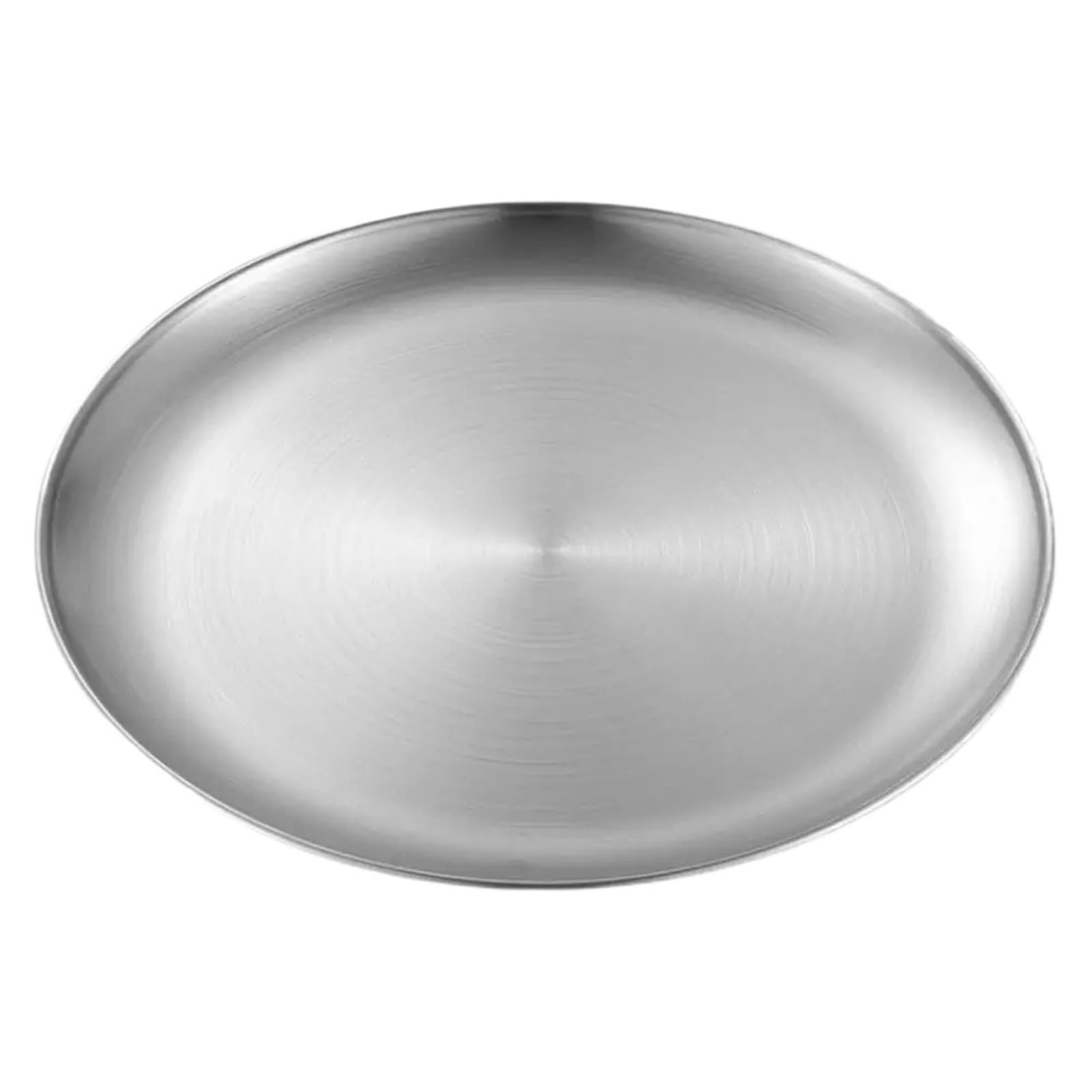 4 pezzi Vassoio da portata in acciaio inossidabile in metallo Piatto rotondo in for frutta per Cucina(Silver,23cm)