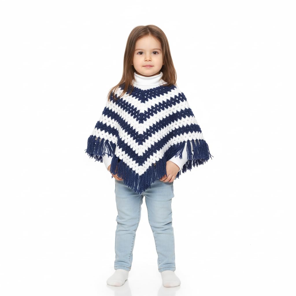 vaishnowhand Hand Knitted Crochet Woolen Poncho for Kids Stylish Poncho...-picture-56