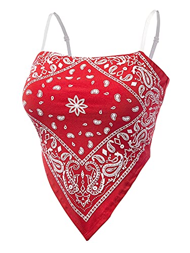 FashionMille Women Sexy Casual Paisley Handkerchief Bandana Cami Tube Crop Top - Made in USA-FWT1244-RED-M - Image 3