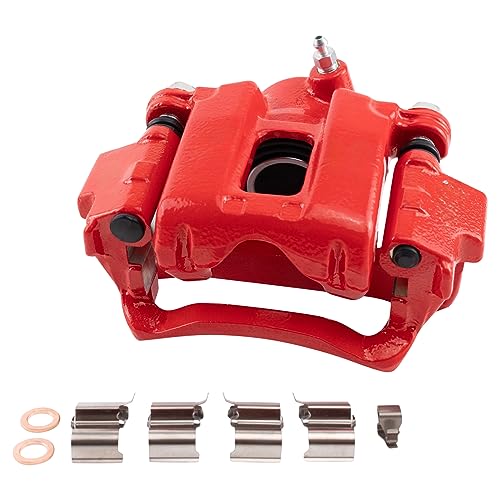 Image of TRQ Rear Brake Caliper Set Painted Red Brackets Compatible with 2003-2009 Toyota 4Runner 2007-2014 Toyota FJ Cruiser