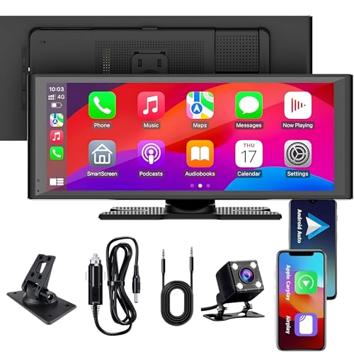 Image of 2025 10.26 inch Wireless Carplay & Wireless Android Auto IPS Touch Screen Multimedia Player with Voice Control FM | Bluetooth 5.3 Mirror Link for All Car & Vehicles | Portable HD