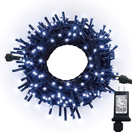 JMEXSUSS Christmas String Lights White, 91.5ft 250 LED Green Wire Waterproof Fairy String Lights with 8 Lighting Modes, LED Lights Christmas Decorations Clearance