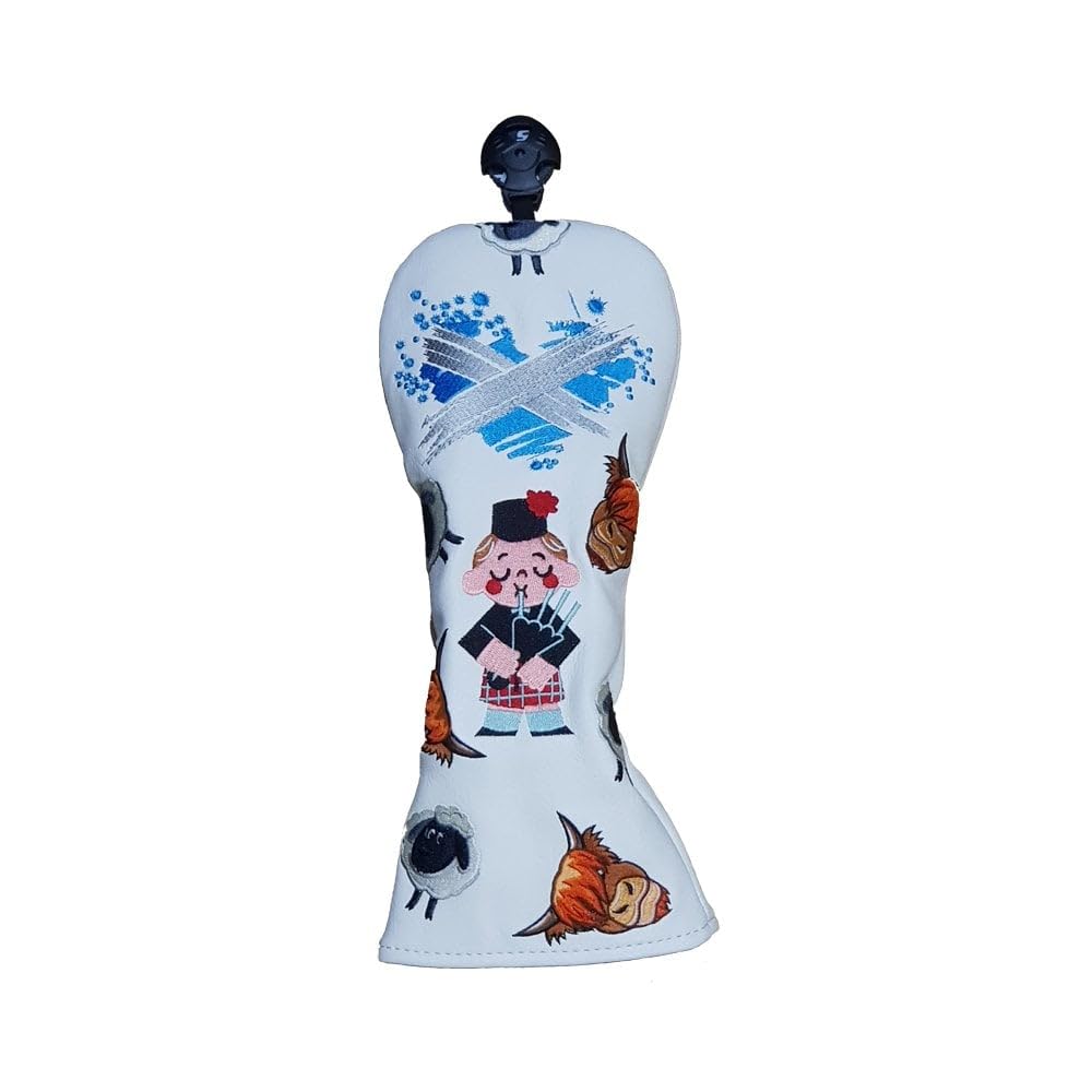 Scotland White Blade Putter Cover - St Andrews, Highland Cow Bagpipes (Fairway Wood Headcover)