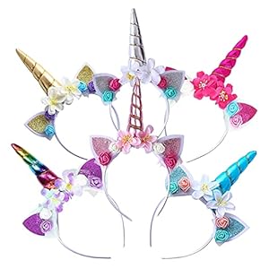 KOIROI Eenhoorn haarband voor kinderen, 6 stuks, kleurrijke hoofdband met eenhoorn, haaraccessoires voor verjaardag…